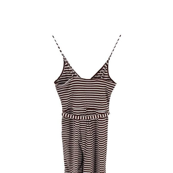 Topshop Jumpsuit Striped Brown White Belted V Neck Women's Sz US 6 NWT - Picture 4 of 8